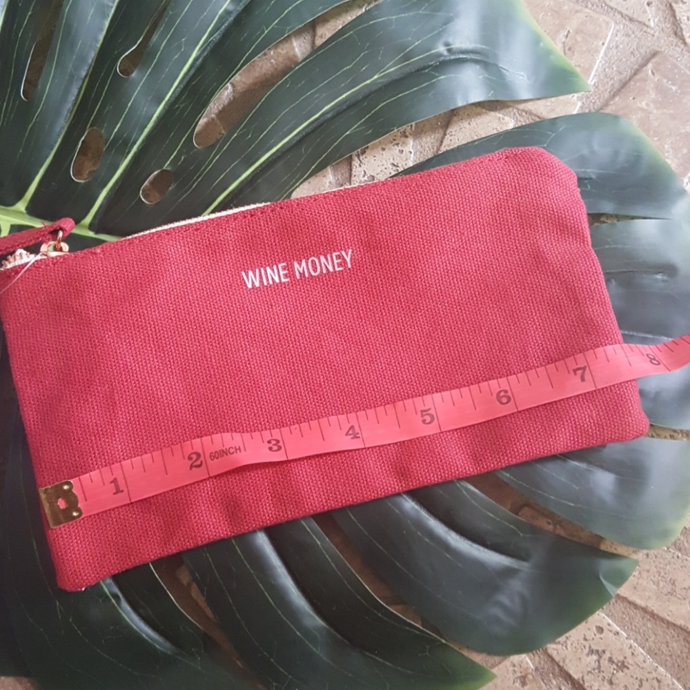 🌺 3/$9🌺  Mini zippered pouch "wine money " - Picture 2 of 5